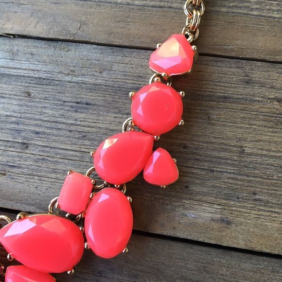 kate spade Neon Orange Chunky Crystal Gold Plated Statement Necklace! EUC - Picture 6 of 13